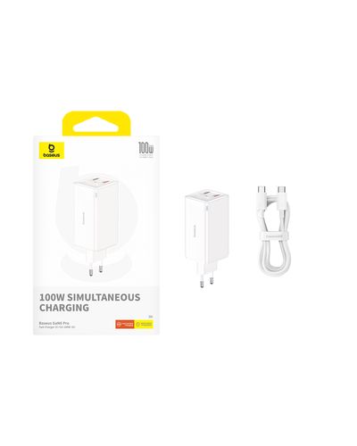 Wall Fast Charger GaN6 Pro 100W 2xUSB-A + 2xUSB-C QC PD with USB-C Cable 1m, White P10162705212-00 6932172644499