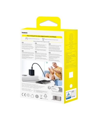 Sieninis įkroviklis PicoGo GaN 45W USB-C QC PD, juodas P10176800123-00 6932172678364