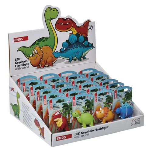 Žibintuvėlis/raktų pakabukas dinozauras 1vnt, 5Lm 3xLR54, įvairių rūsių P4711 8592920089613