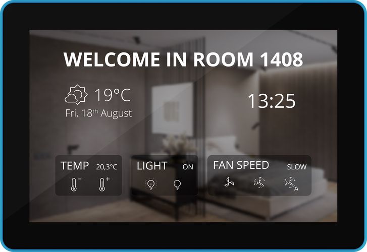 10.1” LCD room panel with LED bar, Android operating system, and dedicated iC SmartView application PA-LED10-B