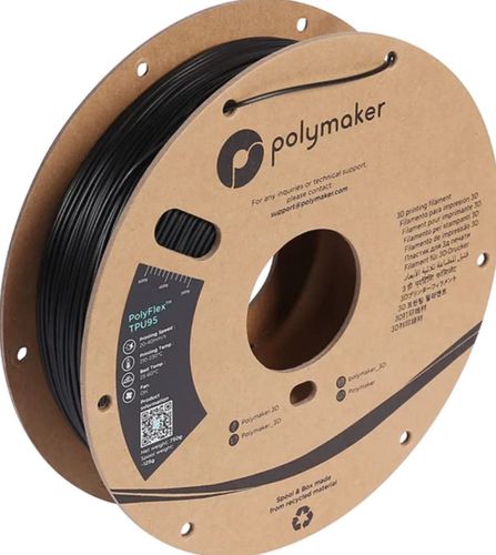 3D plastikas TPU90 juodas 1.75mm 0.75kg PolyFlex Polymaker PD02001 6938936710684