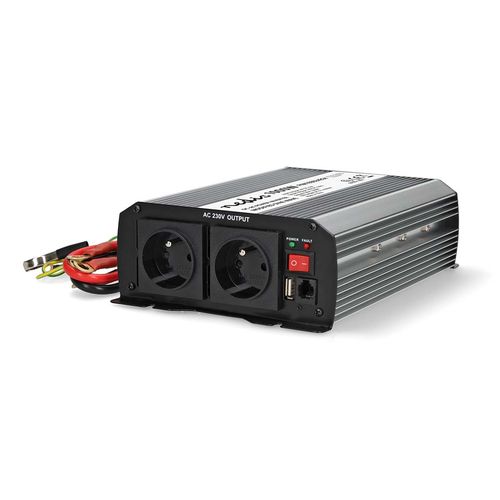 Power Inverter Modified Sine Wave | Input voltage: 24 V DC | Device power output connection(s): Type E (CEE 7/5) / USB-A | 230 V AC 50 Hz | 1000 W | Peak power output: 2000 W | Screw Terminal | Silver PIM100024EGY 5412810449170