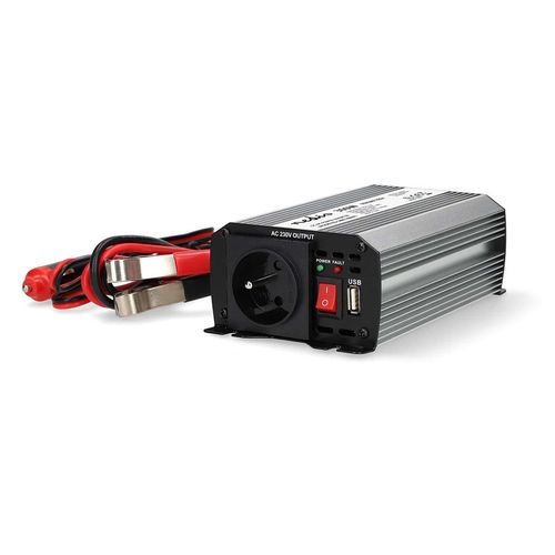 Power Inverter Modified Sine Wave | Input voltage: 12 V DC | Device power output connection(s): Type E (CEE 7/5) / USB-A | 230 V AC 50 Hz | 300 W | Peak power output: 600 W | Battery Clamps + Cigarette Lighter | Silver PIM30012EGY 5412810449101