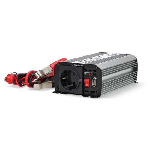 Power Inverter Modified Sine Wave | Input voltage: 12 V DC | Device power output connection(s): Type F (CEE 7/3) / USB-A | 230 V AC 50 Hz | 300 W | Peak power output: 600 W | Battery Clamps + Cigarette Lighter | Silver PIM30012FGY 5412810449118