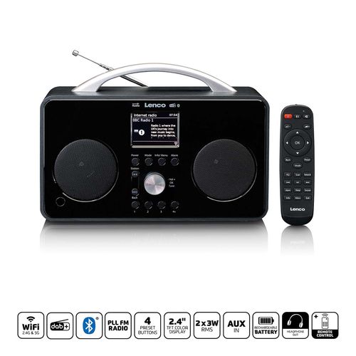 Internet DAB+/FM radio with Bluetooth Remote Control and rechargable battery PIR-645BK