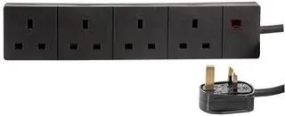 EXTENSION LEAD 4 GANG 3M BLACK 9988B-3M