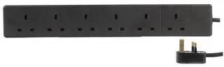 EXTENSION LEAD 6 GANG BLACK 1M 2068B-1M