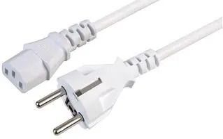 MAIN POWER CORD, 250VAC, 10A, 6.6FT H3-2AMVB-C10 WHITE
