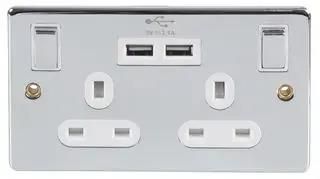 SWITCHED SOCKET, 2-GANG, 13A, 250V PC2213U