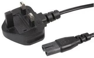 POWER CORD, UK-IEC 60320 C7, 500MM, BLK PEL00808