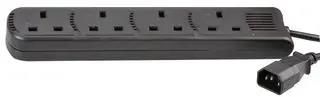 IEC C14 TO 4 GANG MAINS SOCKET BLK 1M PEL01204