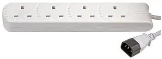 IEC C14 TO 4 GANG MAINS SOCKET WHT 1M PEL01207