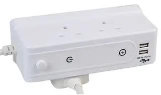 DESKTOP EXTENSION 4 GANG WITH USB WHT 2M PEL01263