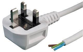 UK PLUG TO OPEN END 1MM WHITE 1M PEL01287