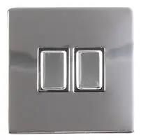 LIGHT SWITCH 2G 2W P-CHROME SCREWLESS PELB1129