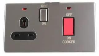 45A COOKER SWITCH-SOCKET S-STEEL PELB1154