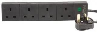 EXTENSION LEAD 4 GANG SURGE BLK 4M PELB1167