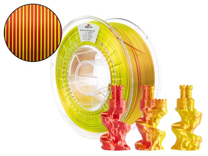 3D plastikas PLA dvipusis Magic silk SOLAR FLARE (geltonas, raudonas) 1kg Spectrum PLA-MagSolFla-1-SPEC 5905991404958