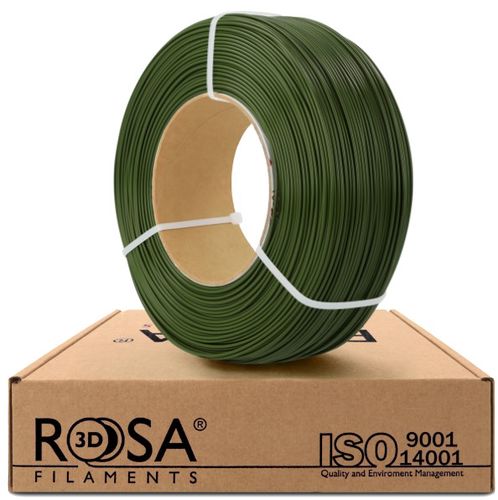 3D plastikas PLA tamsiai žalia (Army green) 1.75mm 1kg refill pakuotė Rosa3D PLA-aGREE-175-1R-ROS