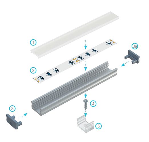 LED Profile LUMINES type A silver anodized 1 m PROF-A-1Ms 5901854770437