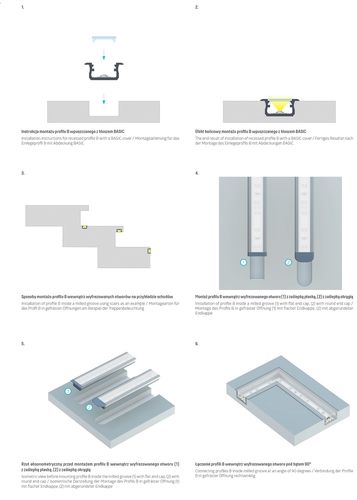 Profilis aliuminis anoduotas LED juostoms įleidžiamas, B, 2.02m LUMINES PROF-B-2Ms