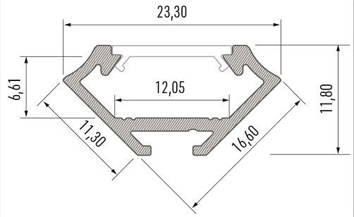 Profilis aliuminis anoduotas LED juostoms kampinis, paviršinis C, 2.02m LUMINES PROF-C-2Ms 5901854771847