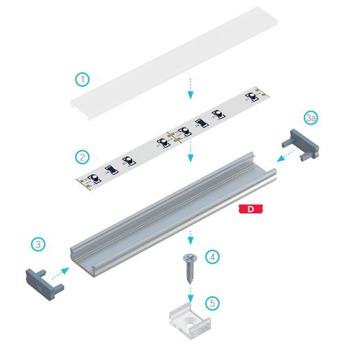 LED Profile LUMINES type D silver anodized 1 m PROF-D-1Ms 5901854776446