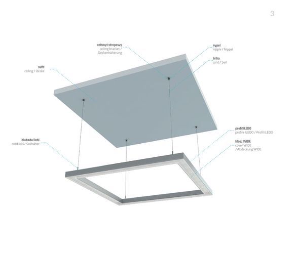 Profilis aliuminis anoduotas LED juostoms, 2.02m, platus ILEDO, LUMINES PROF-ILEDO-2Ms 5901854777672