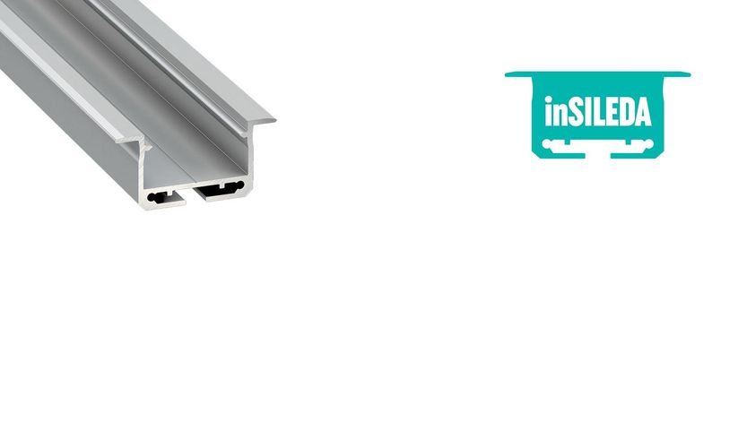 Profilis aliuminis anoduotas LED juostoms įleidžiamas, platus, inSILEDA, 1m LUMINES PROF-INSILEDA-1Ms