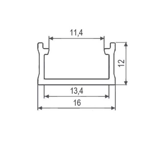 Profilis aliuminis anoduotas LED juostoms paviršinis, aukštas SURFACE MAX, 3m PROF-SURMAX-3Ms