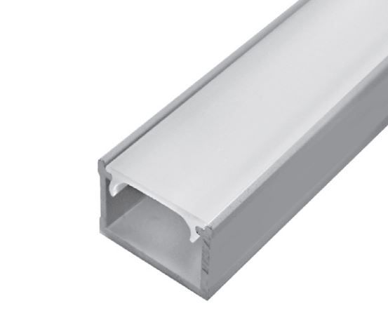 Profilis aliuminis anoduotas LED juostoms paviršinis, aukštas SURFACE MAX, 3m PROF-SURMAX-3Ms