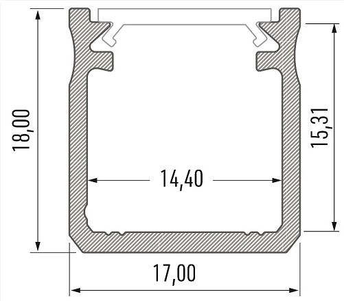 LED profile white lacquered, high, type Y, 2.02m, LUMINES PROF-Y-2Mw 5901854773698