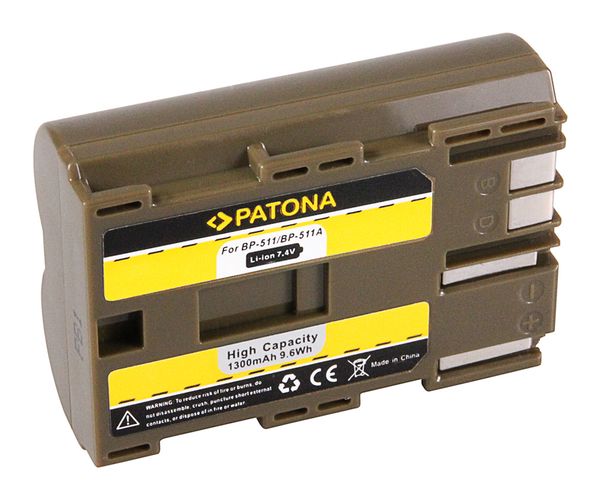 Аккумулятор BP-511, BP-512 F. CANON EOS-D30 D60 G1,G2...  Li-Ion 7.4V 1300mAh PATONA PT1008 4260218591165