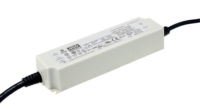 Impulsinis maitinimo šaltinis LED 12V 5A, valdomas, PFC, IP67, baltas, MEAN WELL PWM-60-12GRA