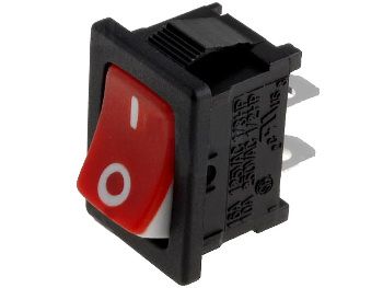 Rocker switch; ON-OFF, fixed, 2pins. 10A/250Vac, 21x15mm SPST,  red-white R13-66A-02