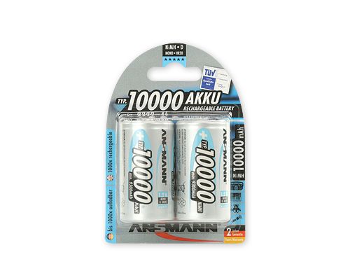 Rechargeable batteries R20 (D) 1.2V 10000mAh Ni-Mh ANSMANN 2pcs blister R20/10000/ANS-BL2 4013674030644