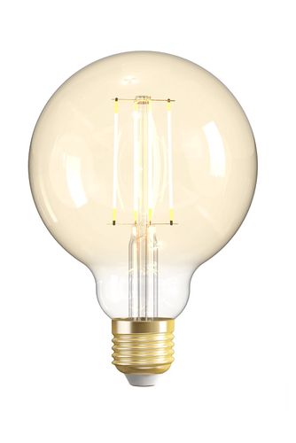 Lemputė LED Wi-Fi filament E27, 230V, 4.9W, 470lm, 2700K - 6500K, CCT, G95, valdoma programėle, TUYA / Smart Life, WOOX R5139 8435606714952