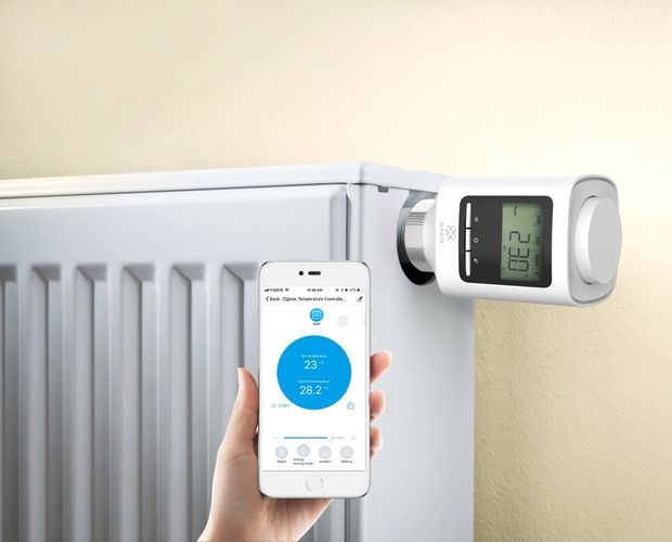 Išmanusis ZigBee TUYA termostatas radiatoriui su LCD, valdomas programėle, WOOX R7067-single 8435606701761