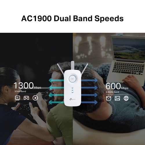 Wi-Fi kartotuvas 2.4GHz 600Mb/s + 5GHz 1300Mb/s su RJ45 Gigabit lizdu RE550 6935364072469