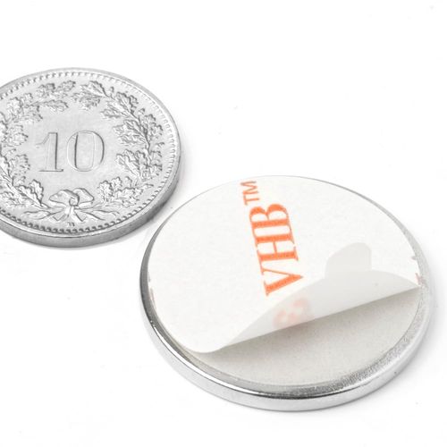 Magnetas Ø25x2mm, priklijuojamas NdFeB N35 MAG/25x2/NEO/G 7640155438186