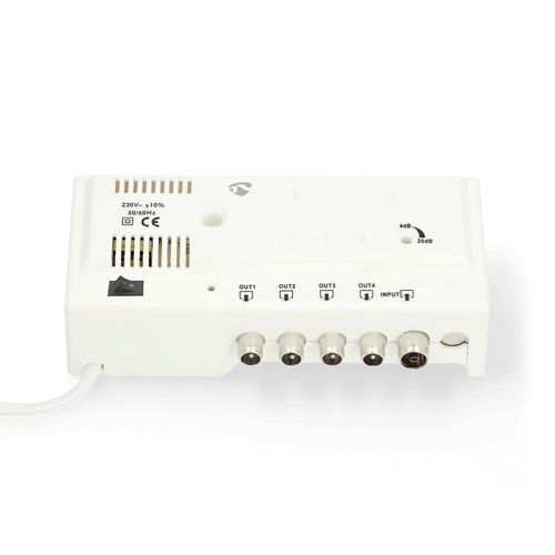 CATV Amplifier | Gain: 20 dB | 47 - 862 MHz | Number of outputs: 4 | Gain control | White SAMP42241WT 5412810453191