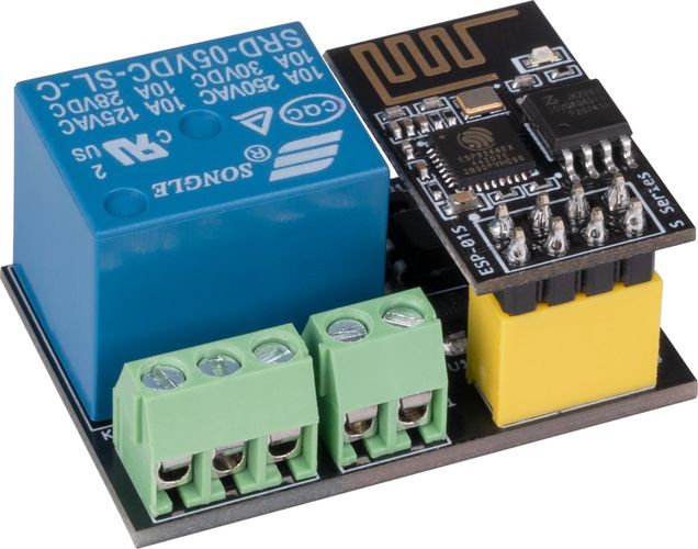 Relės modulis su bevieliu ESP-01S WiFi valdymo moduliu, komutacija 10A / 250VAC 10A / 30VDC, maitinimas DC 5-12V JOY-IT SBC-ESP01-RM 4250236821979