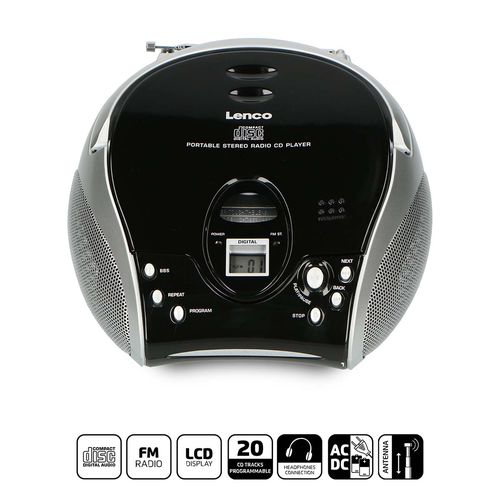 Portable stereo FM radio with CD player Black/silver SCD-24 BL/SI 8711902040255