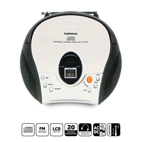 Portable stereo FM radio with CD player White SCD-24 WHITE 8711902016854