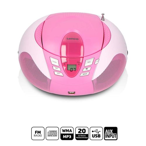Portable FM Radio CD and USB player Pink SCD-37 USBPINK 8711902024385