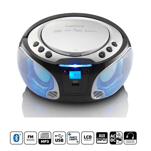 SCD-550SI Portable FM Radio CD/MP3/USB/Bluetooth® player with LED lighting Silver SCD-550SI 8711902034896