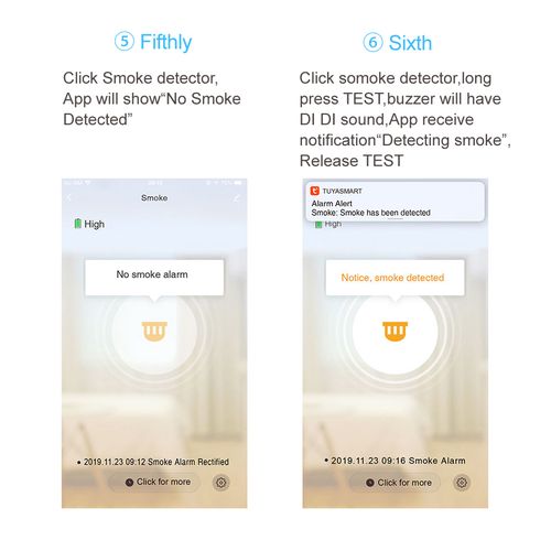 Išmanusis Wi-Fi TUYA dūmų jutiklis su sirena 85dB, baltas 2x AAA SD01 6976037361190
