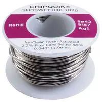 SOLDER WIRE, NO CLEAN, 42/57/1 SN/BI/AG SMDSWLT.040 100G