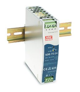 75W slim and high efficiency DIN rail power supply 48V 1.6A, MEAN WELL SDR-75-48