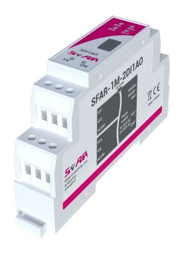 SFAR mini pramoninis išplėtimo modulis - Modbus RTU/ASCII - 2 DI, 1 AO. 10-38 В ПОСТОЯННОГО ТОКА; 10-28 В ПЕРЕМЕННОГО ТОКА SFAR-1M-2DI1AO